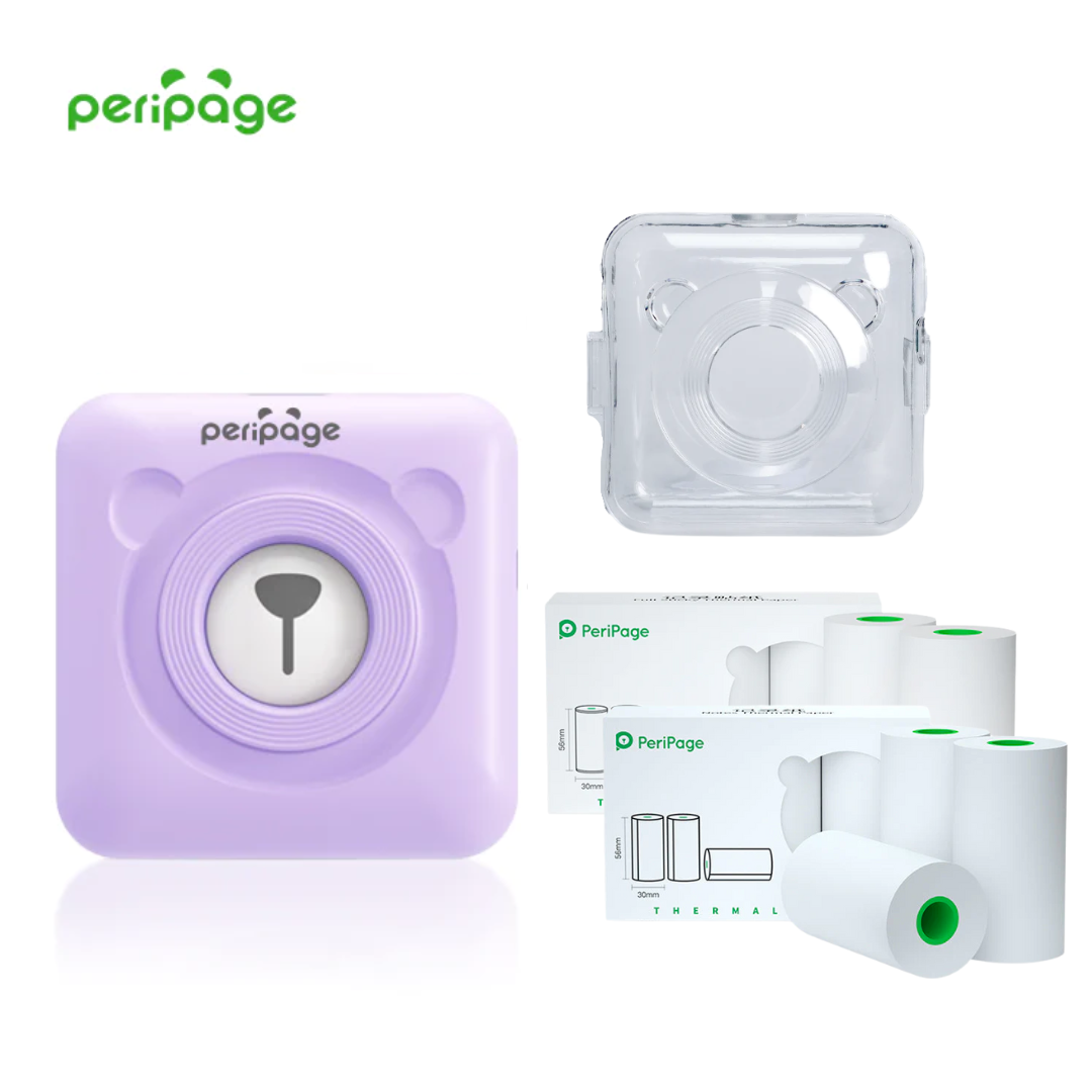 PeriPage® + Case Acrílico + 6 Rolos de Papel (304dpi e 203dpi)