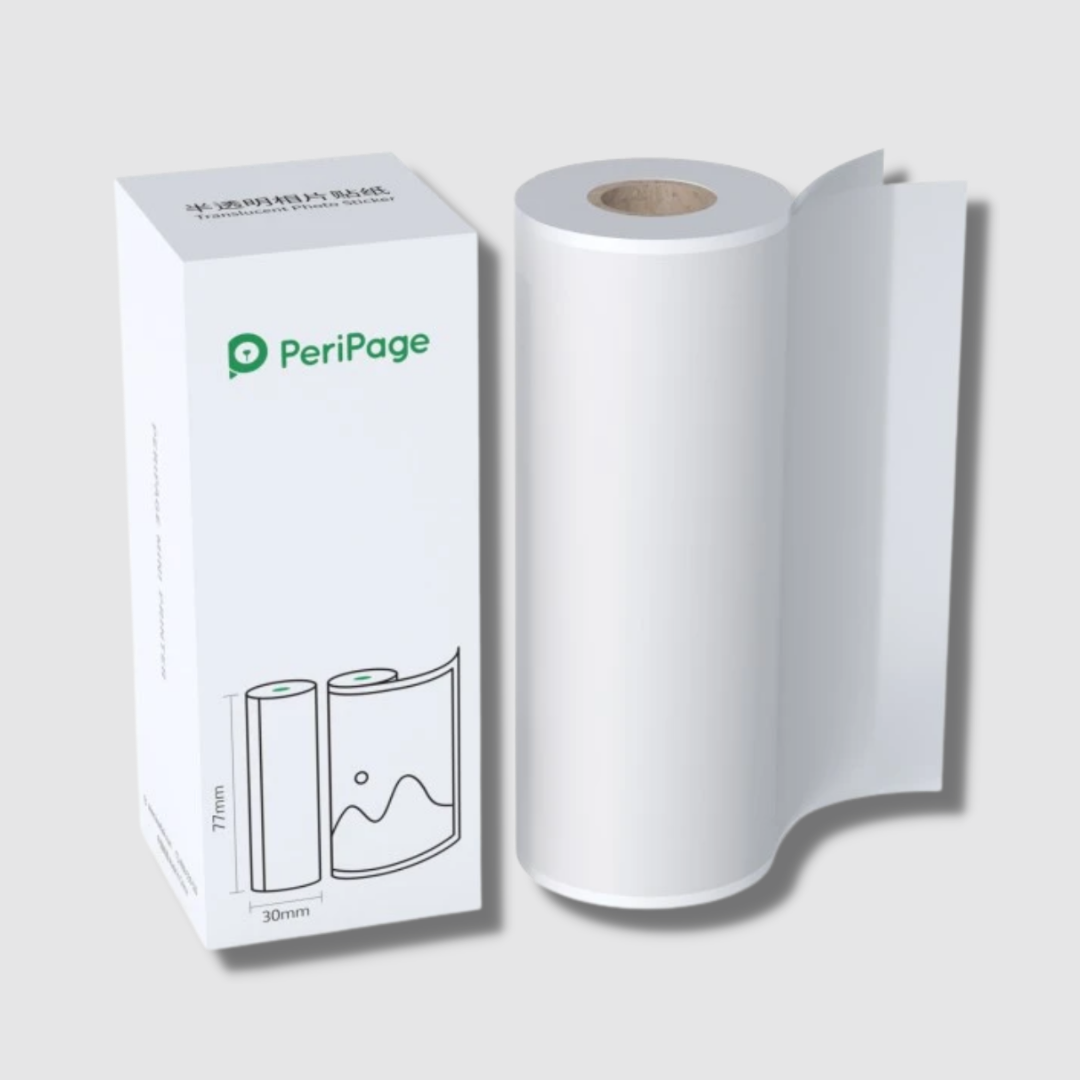 PeriPage® A9/ A3X Papel Transparente Adesivo 1 Rolos